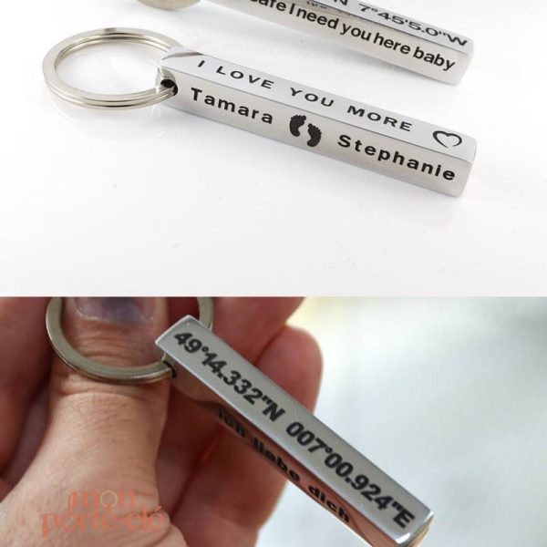 Porte-clé gravé personnalisé pour homme