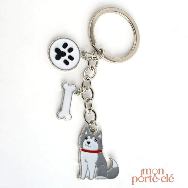 Porte-clé représentant un husky, accessoire tendance pour les fans