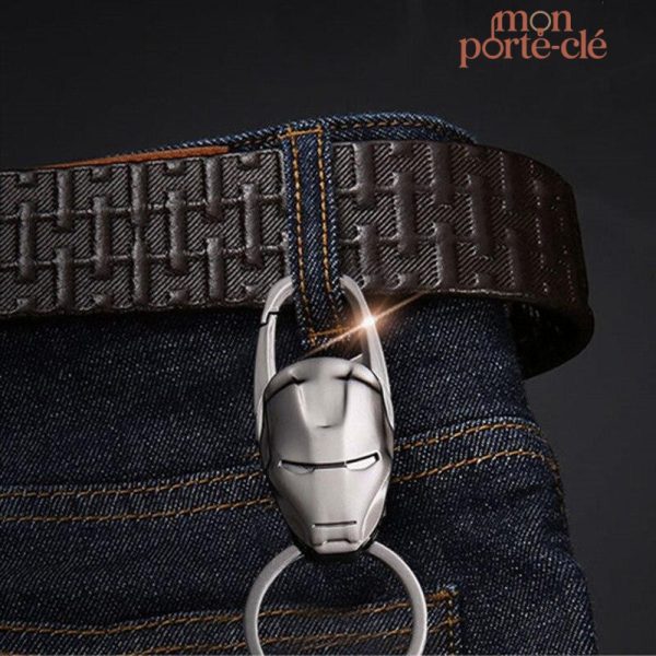 Porte-clé stylé pour homme, motif Iron Man en acier