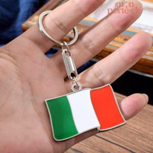 Drapeau italien sur porte-clé original en métal