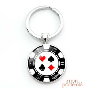 Porte-clé en forme de jeton de casino coloré