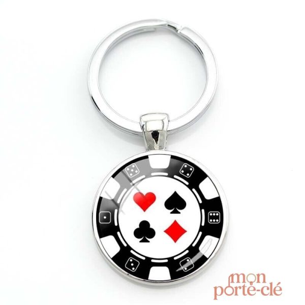 Porte-clé en forme de jeton de casino coloré