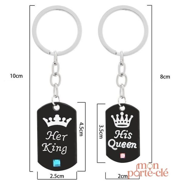 Porte-clé personnalisé King Queen pour un cadeau unique