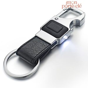 Porte-clé multifonction avec lampe de poche en acier