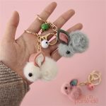 Porte-clé lapin fourrure, accessoire tendance