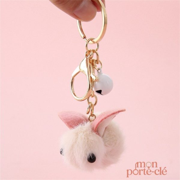 Porte-clé lapin en peluche, design mignon