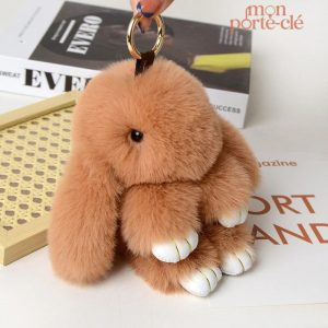 Porte-Clé en forme de Lapin en peluche doux