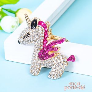 Porte-clé licorne en cristal élégant et scintillant