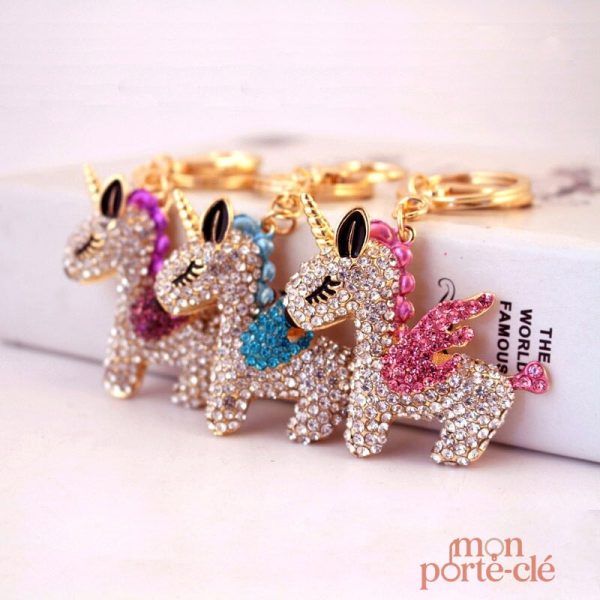 Porte-clé en forme de licorne, design féérique