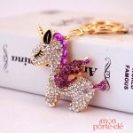 Porte-clé licorne décoré de cristal brillant