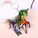 Porte-clé licorne paillettes colorées