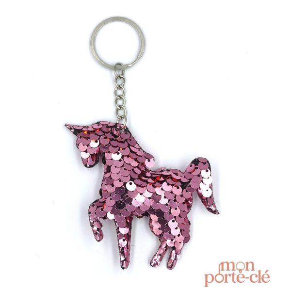 Porte-clé licorne décoratif avec éclat pailleté