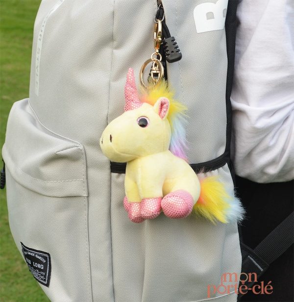 Mini porte-clé en peluche licorne, idéal pour le sac
