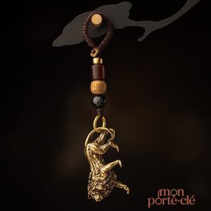 Porte-clé lion en métal, accessoire animalier
