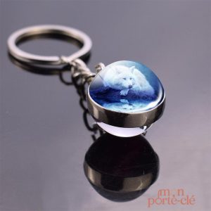 Accessoire porte-clé loup blanc