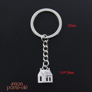 Porte-Clé Maison avec finition argentée, durable et chic
