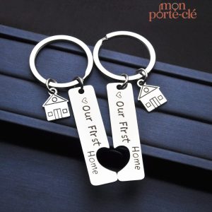 Porte-clé Maison Couple design romantique et moderne