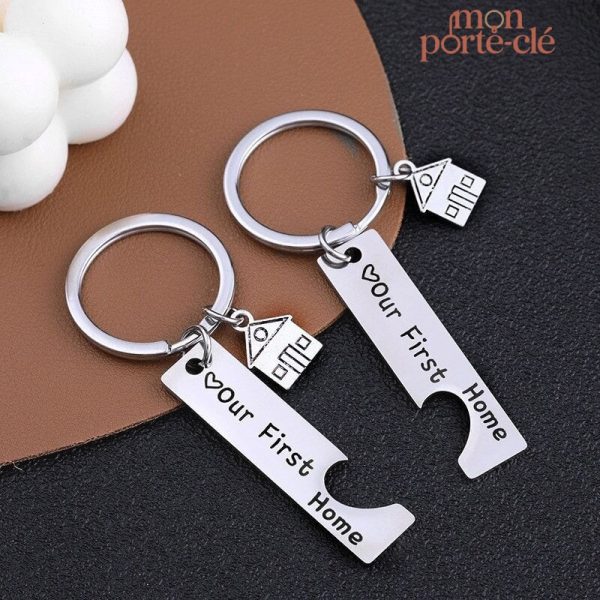 Porte-clé Couple en forme de maison symbole d'amour