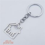 Porte-clé en bois Maison avec design familial