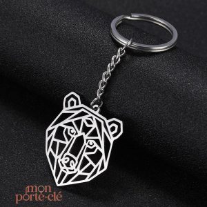 Porte-clé métal ours stylisé