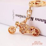 Porte-clé moto en métal, finition brillante, style original