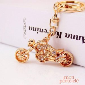 Porte-clé moto en métal, finition brillante, style original