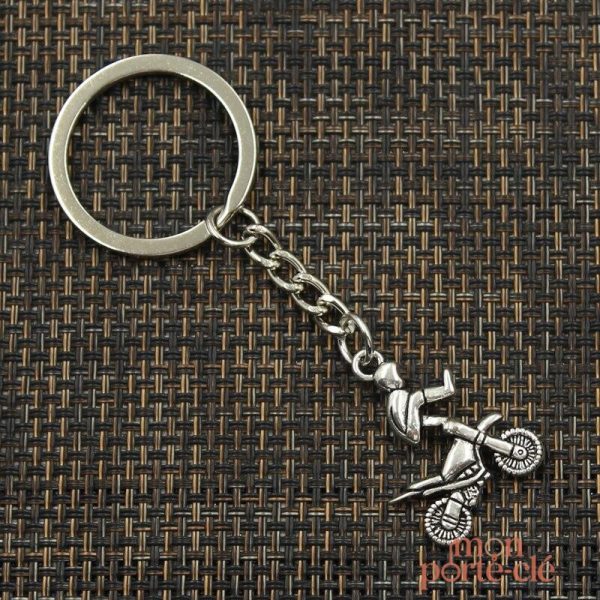 Porte-clé moto design argenté