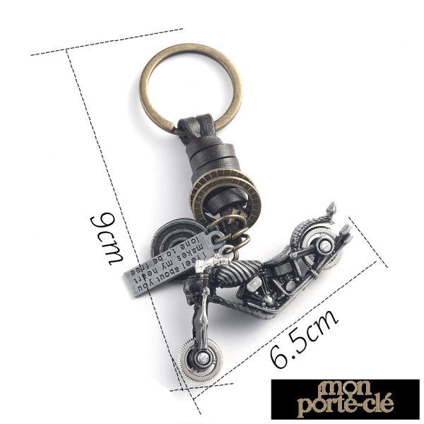 Porte clé en cuir pour motards, design unique