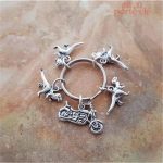Porte-clé Moto au design Dinosaures gris