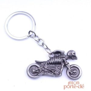 Porte-clé moto design squelette en inox
