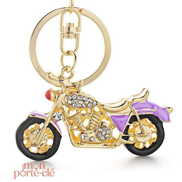 Porte-clé moto élégant en métal brillant