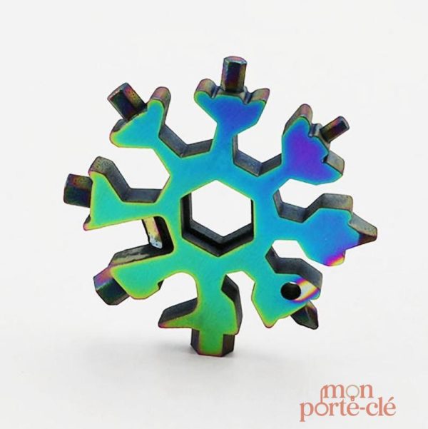 Porte-Clé Multifonction Flocon Multi Outils en acier