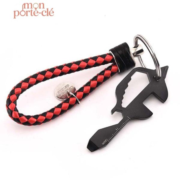 Accessoire pratique : porte-clé multifonction en acier noir