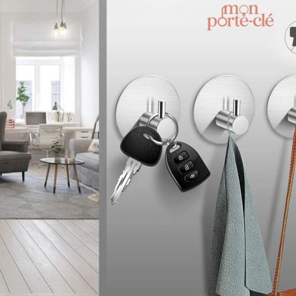 Porte-clé mural décoratif effet métal brillant