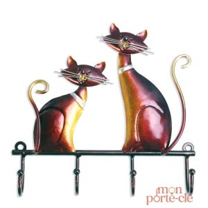 Porte-clé mural Les Deux Chats décoratif et fonctionnel