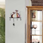 Accessoire mural pour clés avec illustration de chats