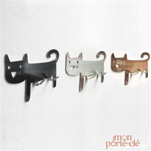 Porte-Clé Mural Chat Métal Cartoon