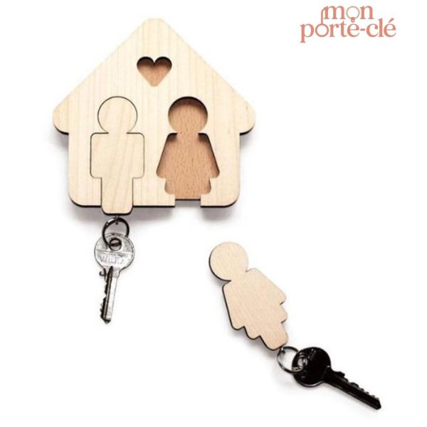 Porte-clé mural couple au design romantique