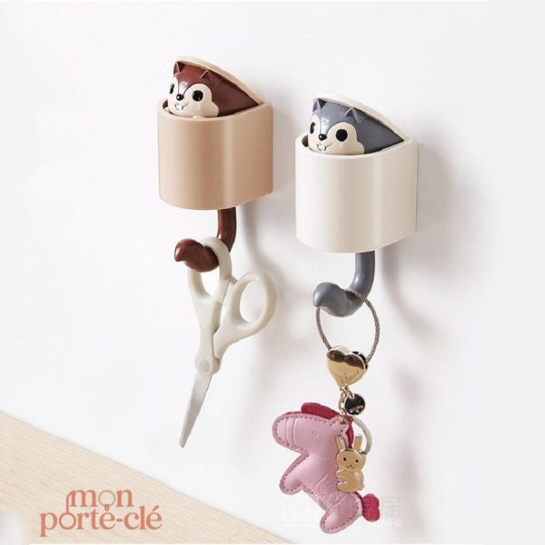 Porte-Clé Mural Écureuil en bois décoratif