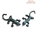 Porte-clé mural en fer forgé lézard stylisé