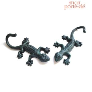 Porte-clé mural en fer forgé lézard stylisé