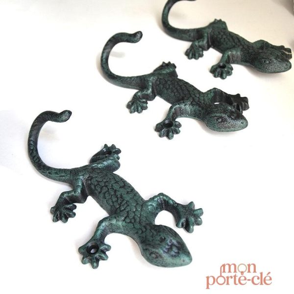 Porte-clé mural original en fer, motif lézard