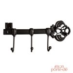 Porte-clé mural vintage en forme de clé