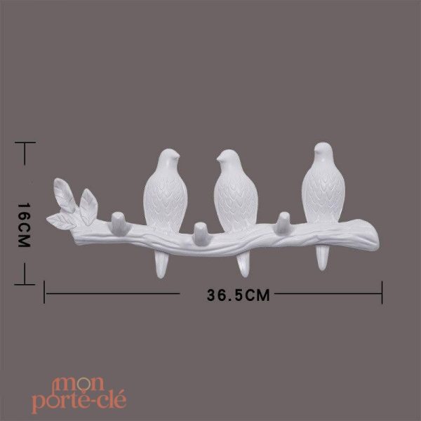 Support à clés mural en forme d'oiseaux