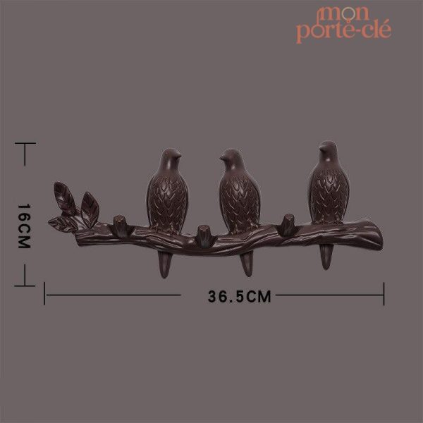 Porte-Clé Mural en bois Oiseau