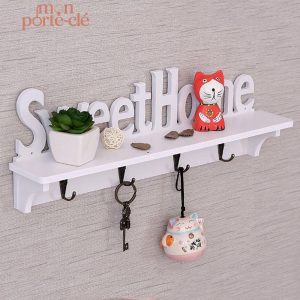 Porte-clé mural design Sweet Home en bois