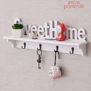 Porte-clé mural élégant Sweet Home en métal