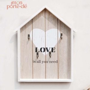 Porte-clé mural décoratif en bois naturel