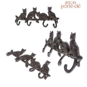 Accroche-clés mural Chats Noirs stylisé