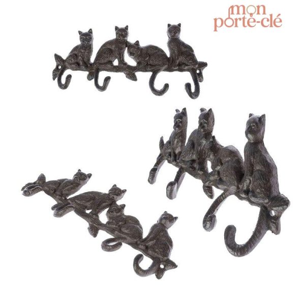 Accroche-clés mural Chats Noirs stylisé